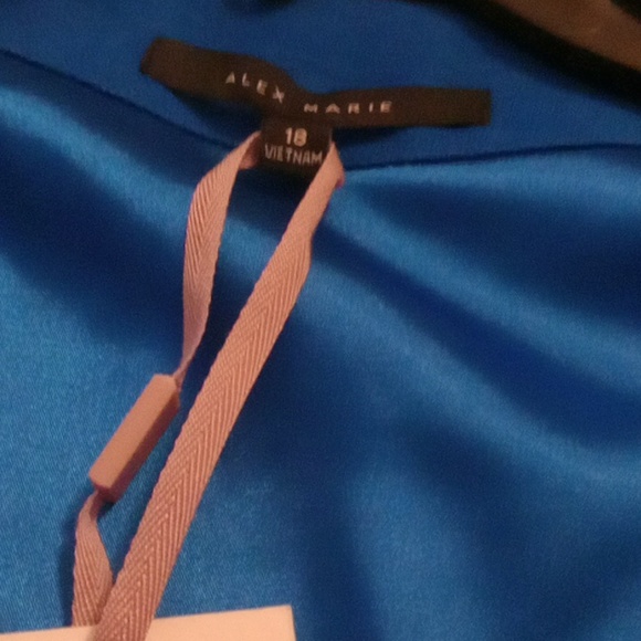 Anne Klein Lapis Blue V-neck Wrap Dress 3/4 Sleeve Size 18 - Picture 6 of 9